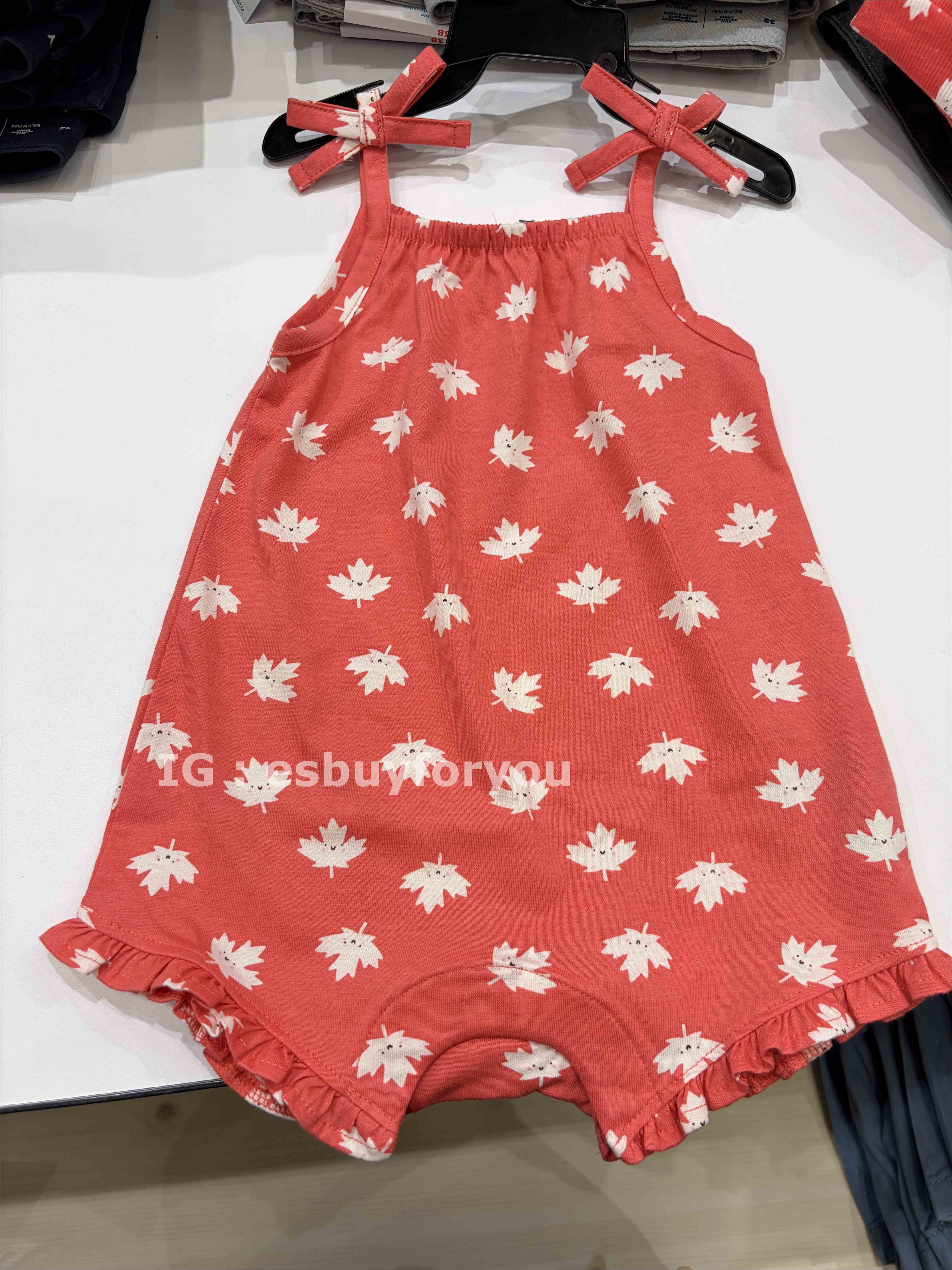 Old Navy BABY 加拿大限定款 滿版笑臉楓葉 連身洋裝