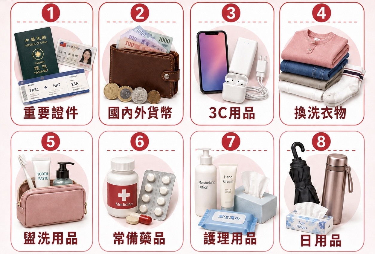 行李箱收納的物品清單