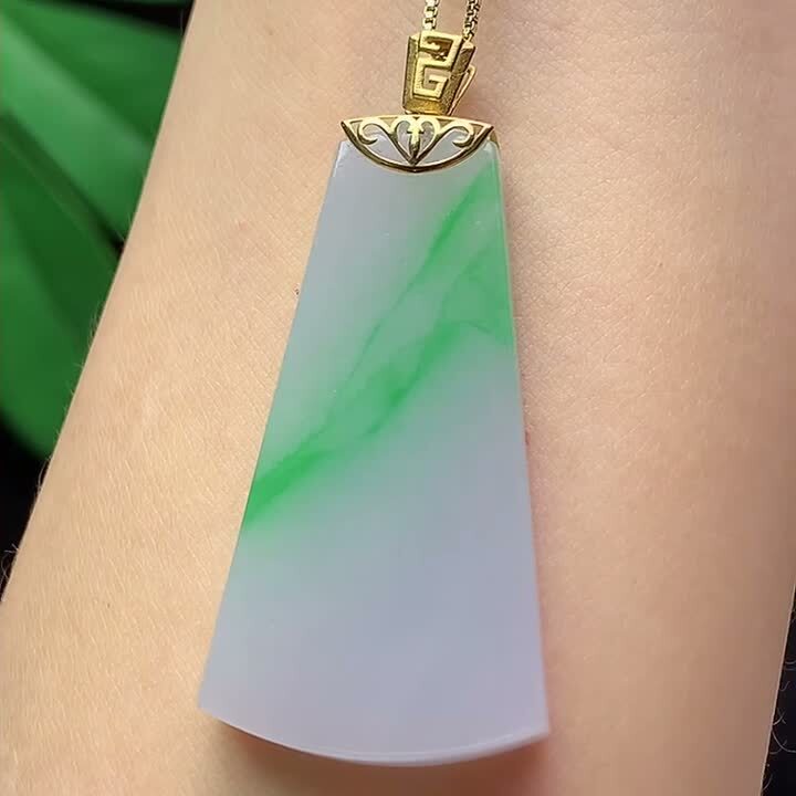 翡翠飄綠無事牌,天然翡翠A玉, 緬甸玉, Jade, Jadeite