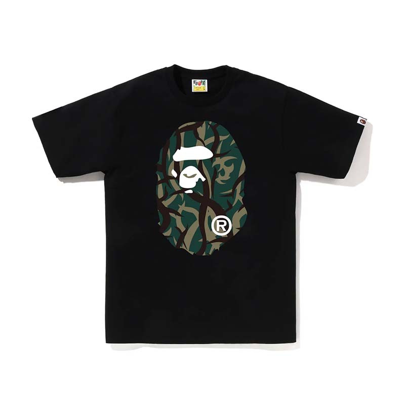 BAPE Trial Camo Big Ape Head Tee 日本製 綠荊棘 猿人 短袖 黑色 1L30110034-BN [台灣現貨]