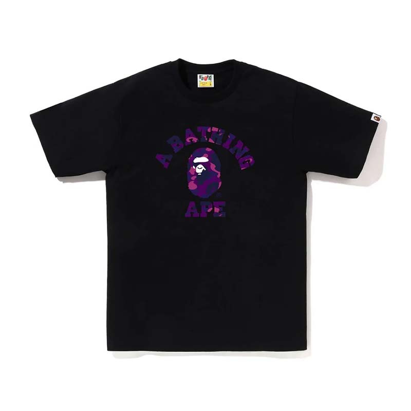 BAPE Color Camo College Tee 紫迷彩大學字 猿人 短袖 黑色 1L80110016-BE [台灣現貨]