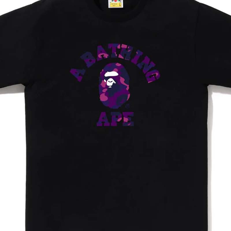 BAPE Color Camo College Tee 紫迷彩大學字 猿人 短袖 黑色 1L80110016-BE [台灣現貨]