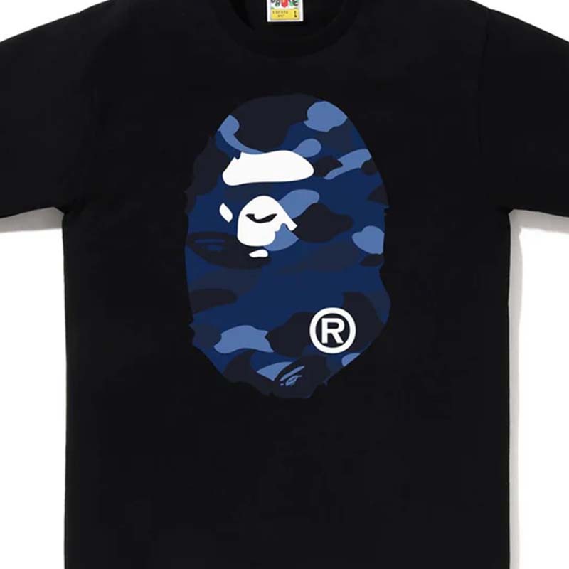 BAPE Color Camo Big Ape Head Tee 藍迷彩 猿人 短袖 黑色 1L80110017-BY [台灣現貨]