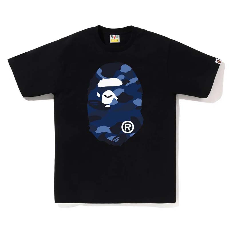 BAPE Color Camo Big Ape Head Tee 藍迷彩 猿人 短袖 黑色 1L80110017-BY [台灣現貨]