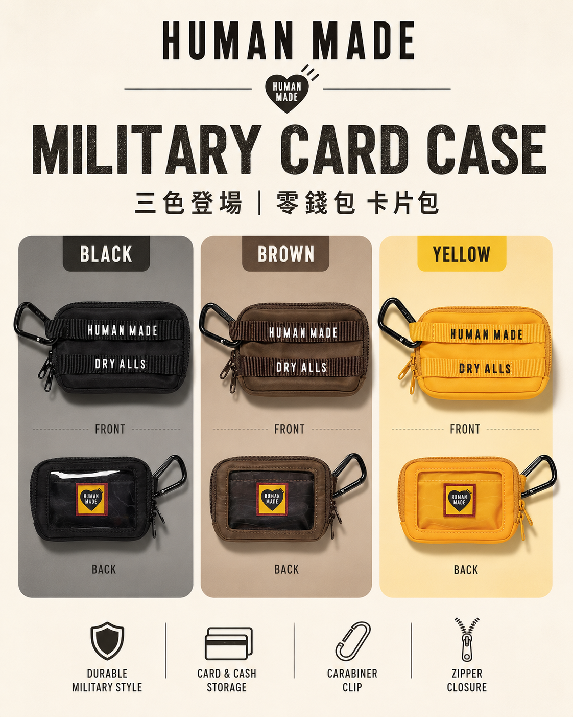 【日本限時連線代購】HUMAN MADE MILITARY CARD CASE 零錢包 卡片包 三色