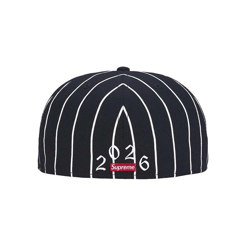 Supreme Devil S Logo New Era 棒球帽 帽子 刺繡 條紋深藍色 SS26H22-NY [台灣現貨]