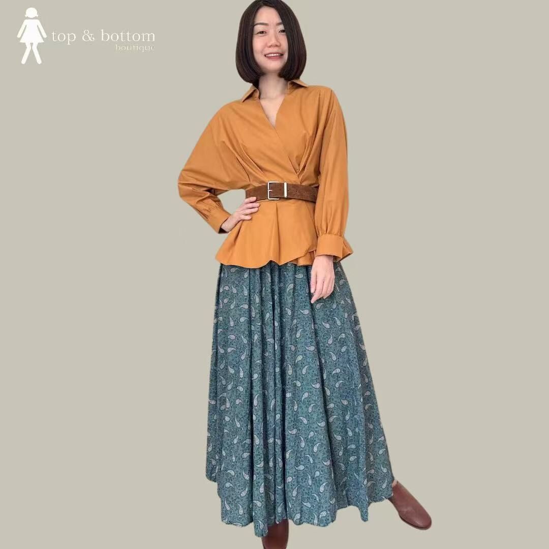 ELASTIC WAISTED PRINTED LONG SKIRT