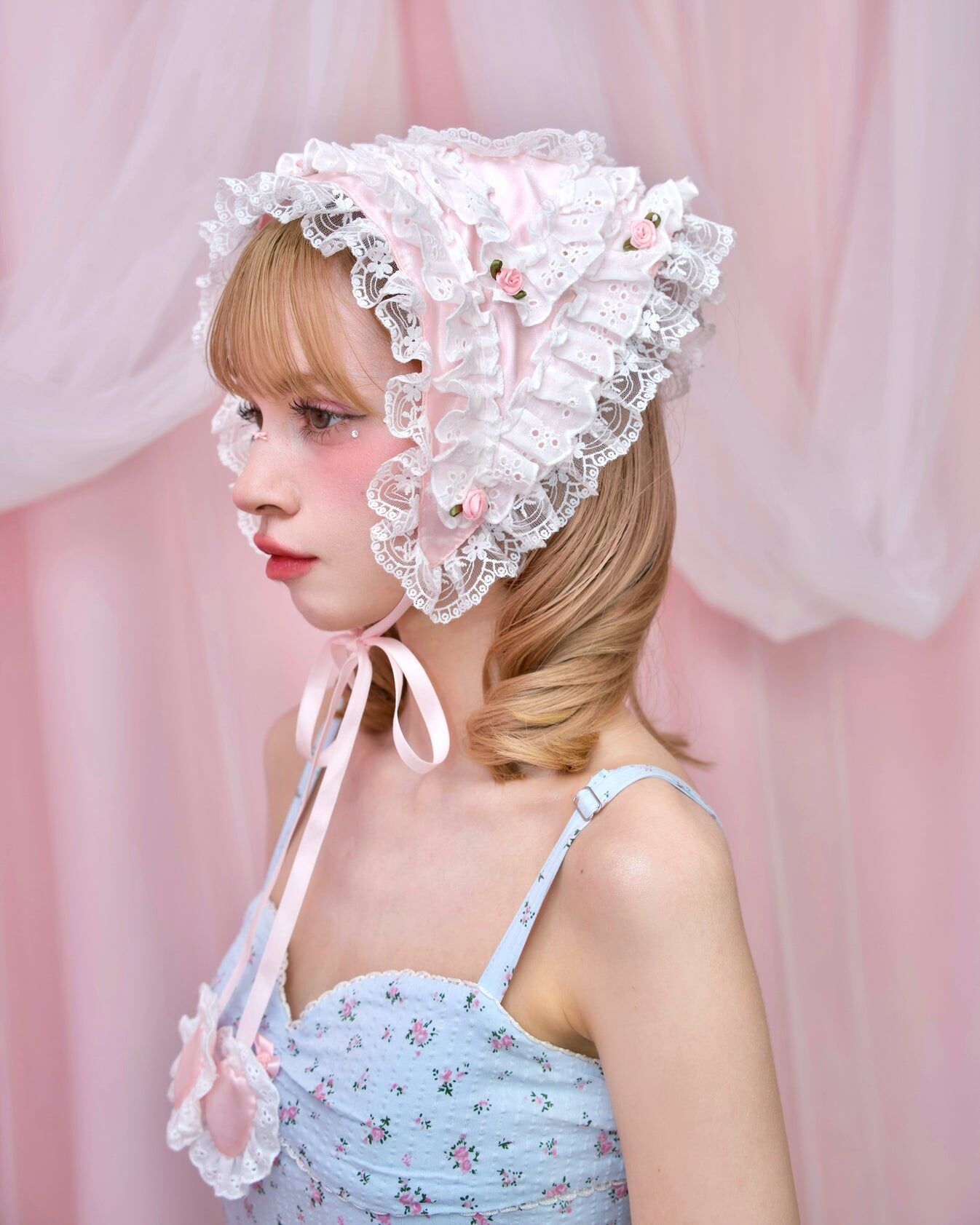 Cherie Lace Head Scarf - Pink ESN012