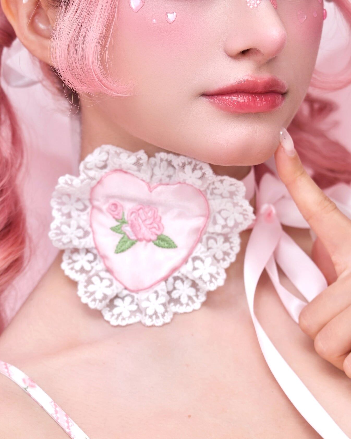 Sweetheart Rose Choker - Pink ESN019