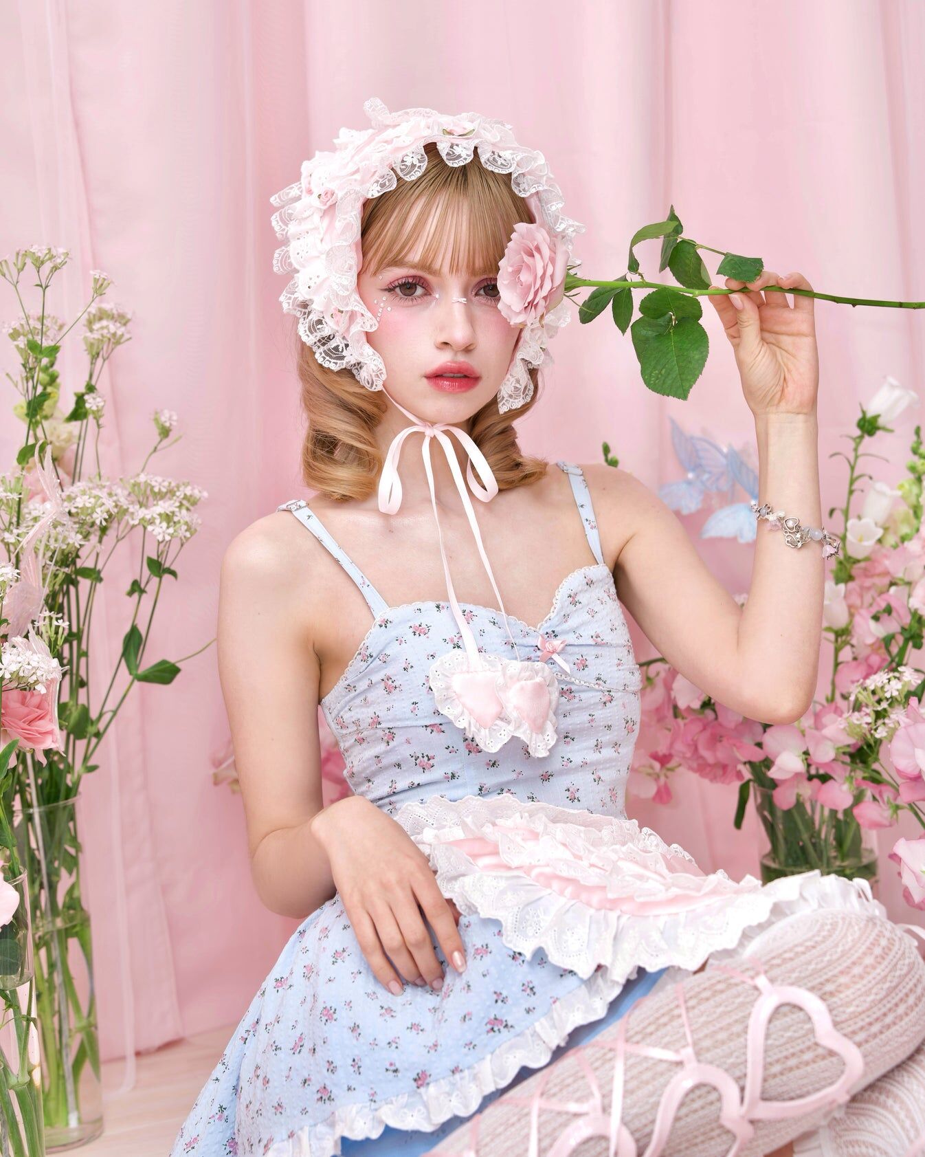 Cherie Lace Head Scarf - Pink ESN012