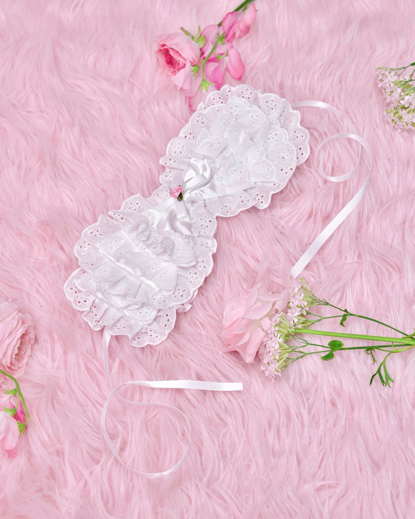 Blushing Petal Puff Headdress - White ESN014