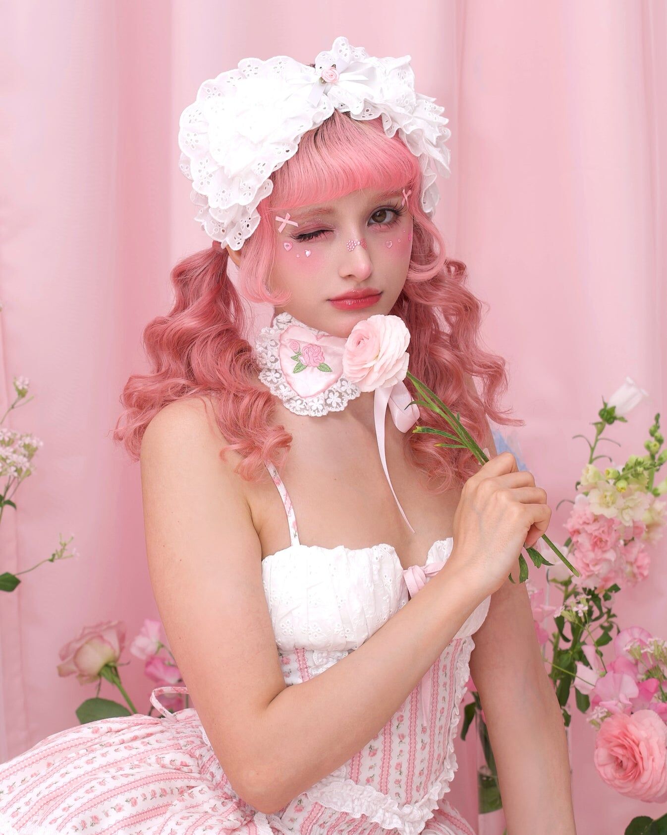 Sweetheart Rose Choker - Pink ESN019