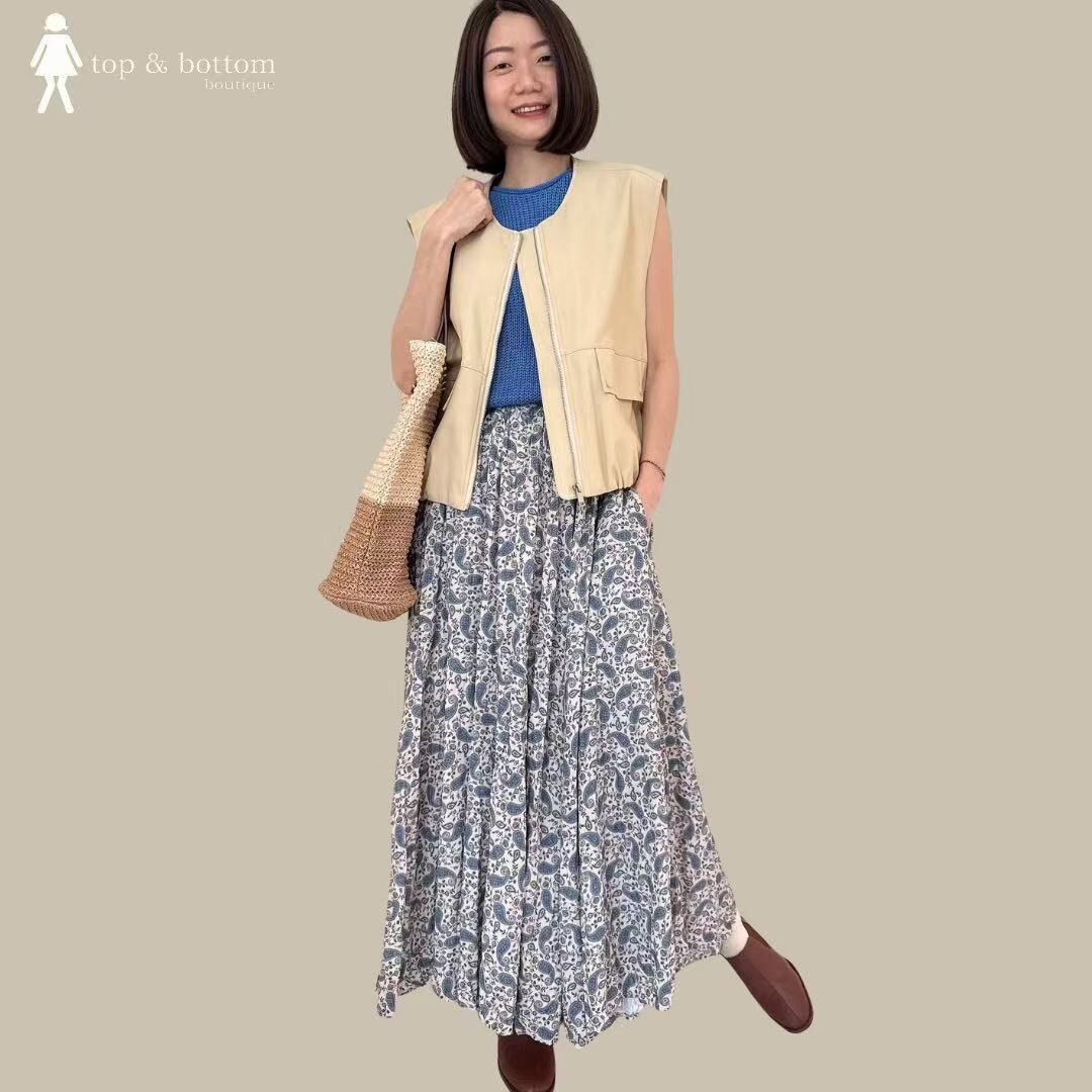 ELASTIC WAISTED PRINTED LONG SKIRT