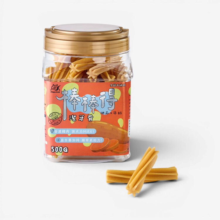 【棒棒得】地瓜+牛奶｜益生菌潔牙骨-桶裝500g