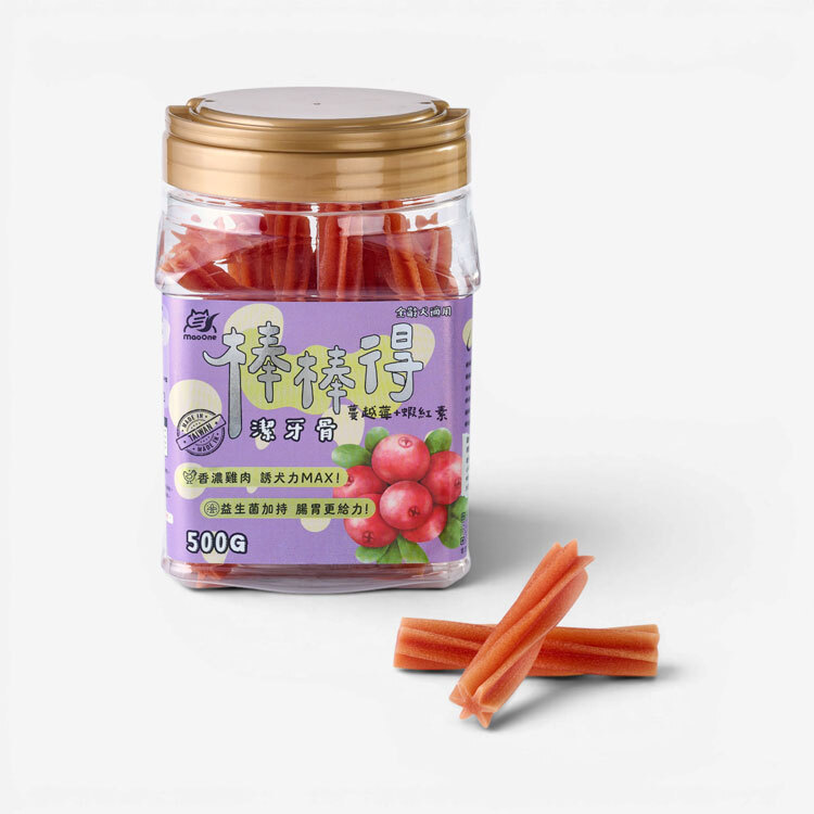 【棒棒得】蔓越莓+蝦紅素｜益生菌潔牙骨-桶裝500g