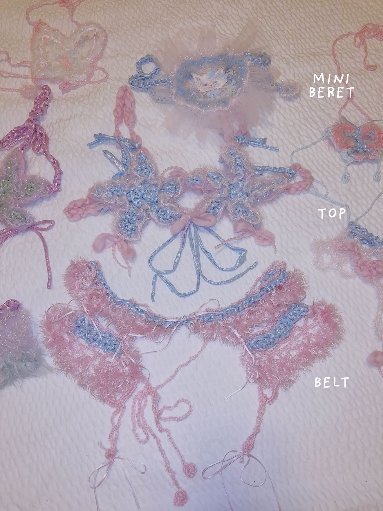 ETSUNA'S HANDMADE Summer Knit Starfish Bikini Top Cover - Pink & Blue (ONLY 1) ESN007