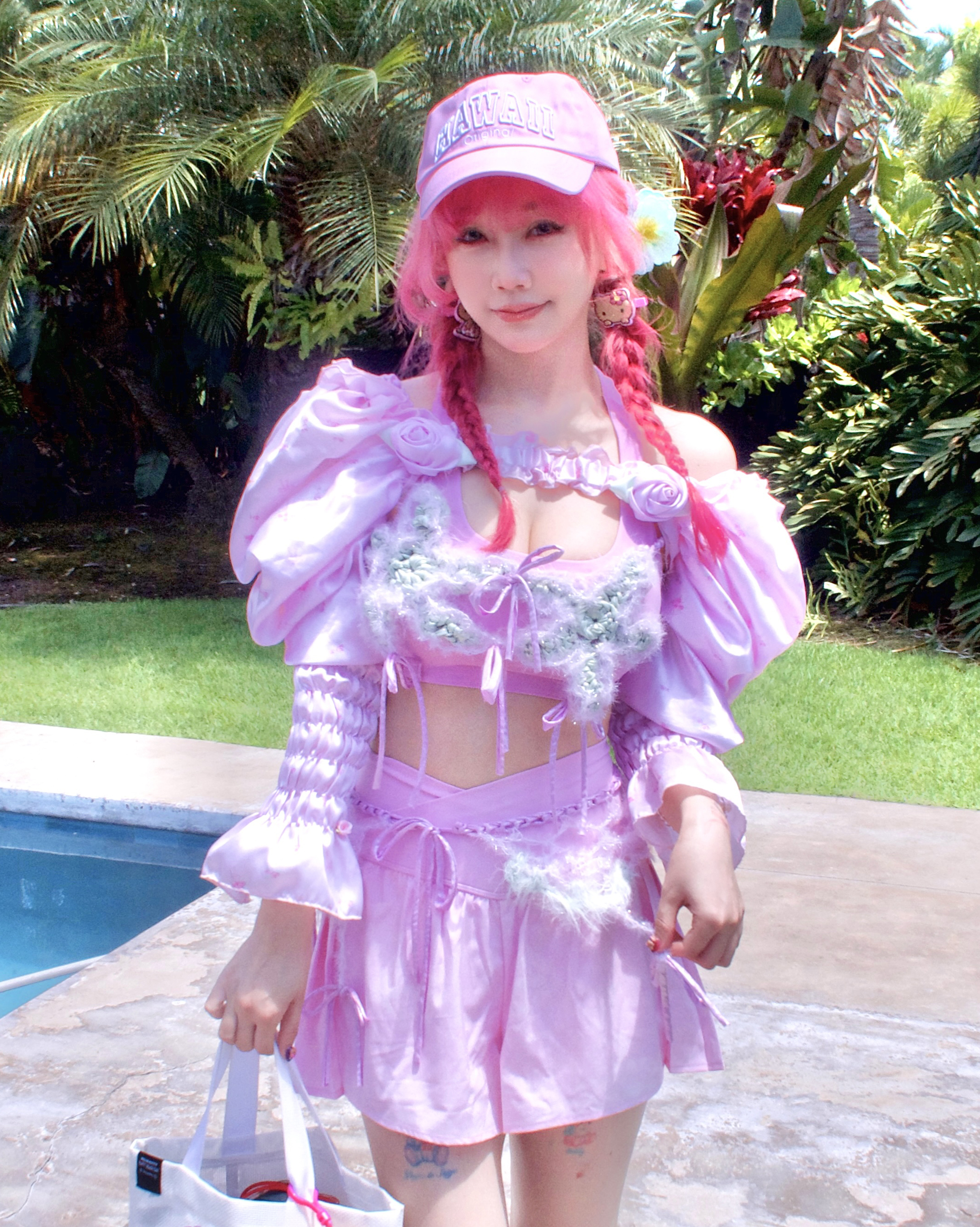 ETSUNA'S HANDMADE Summer Knit Starfish Bikini Belt Cover - Pink & Mint (ONLY 1) ESN004