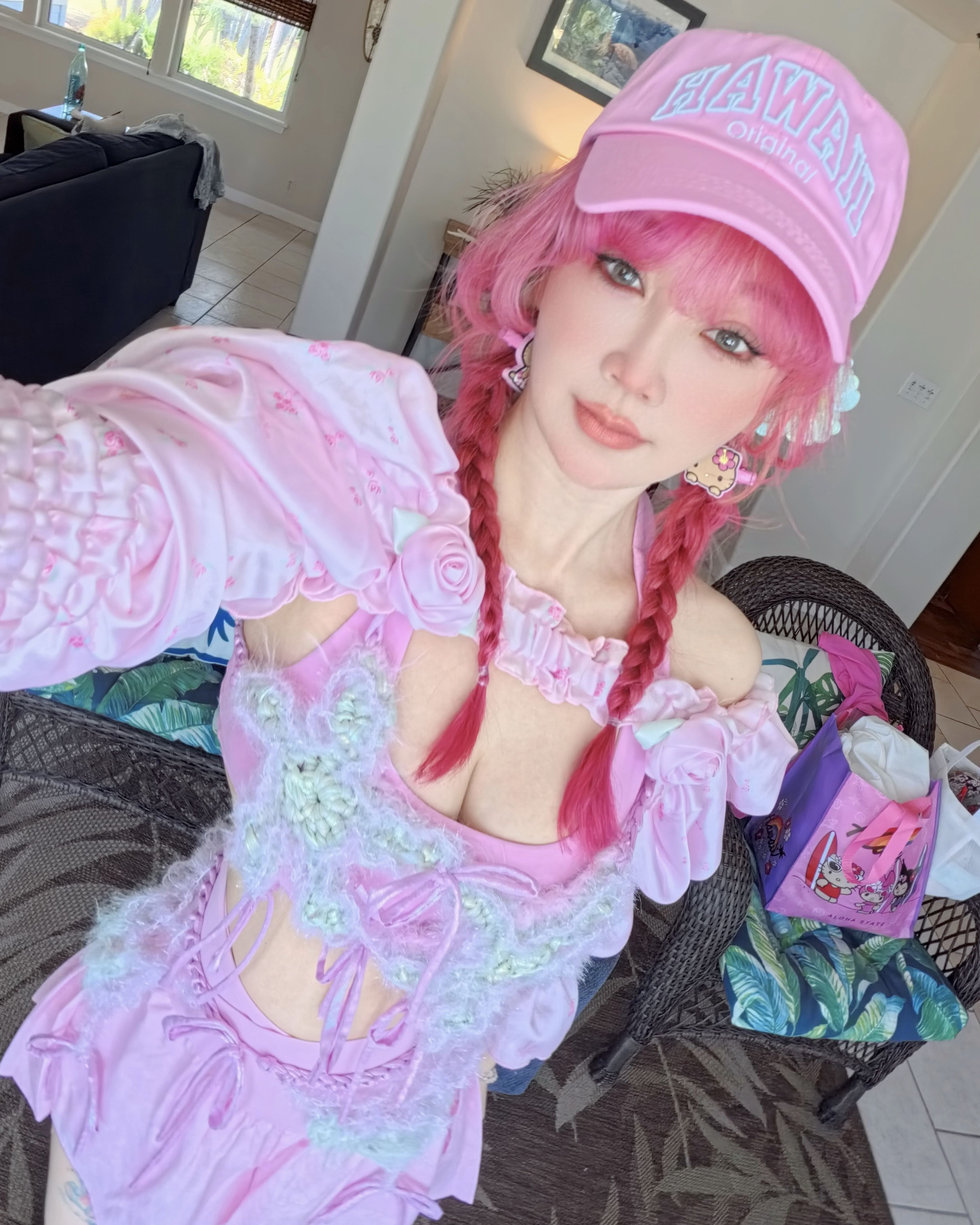 ETSUNA'S HANDMADE Summer Knit Starfish Bikini Top Cover - Pink & Mint (ONLY 1) ESN005