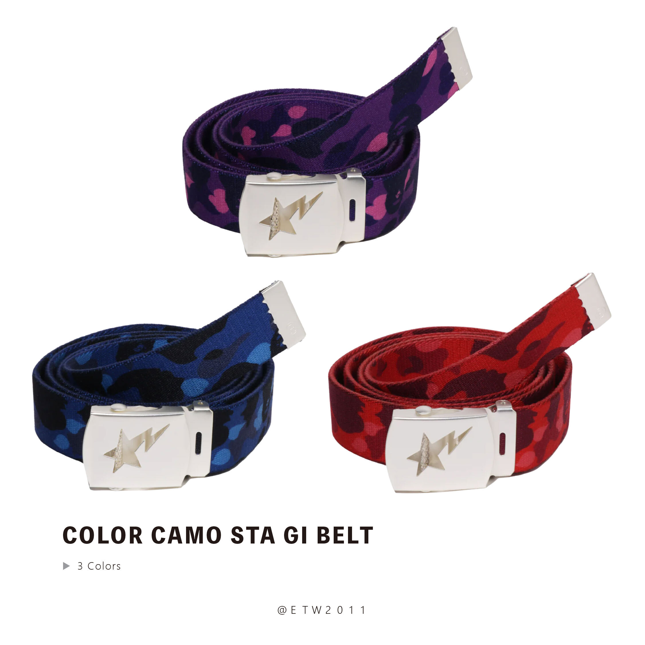 ☆ETW☆【EASY TO WEAR】BAPE COLOR CAMO STA GI BELT 猿人 皮帶 星星 迷彩 帆布腰帶 配件