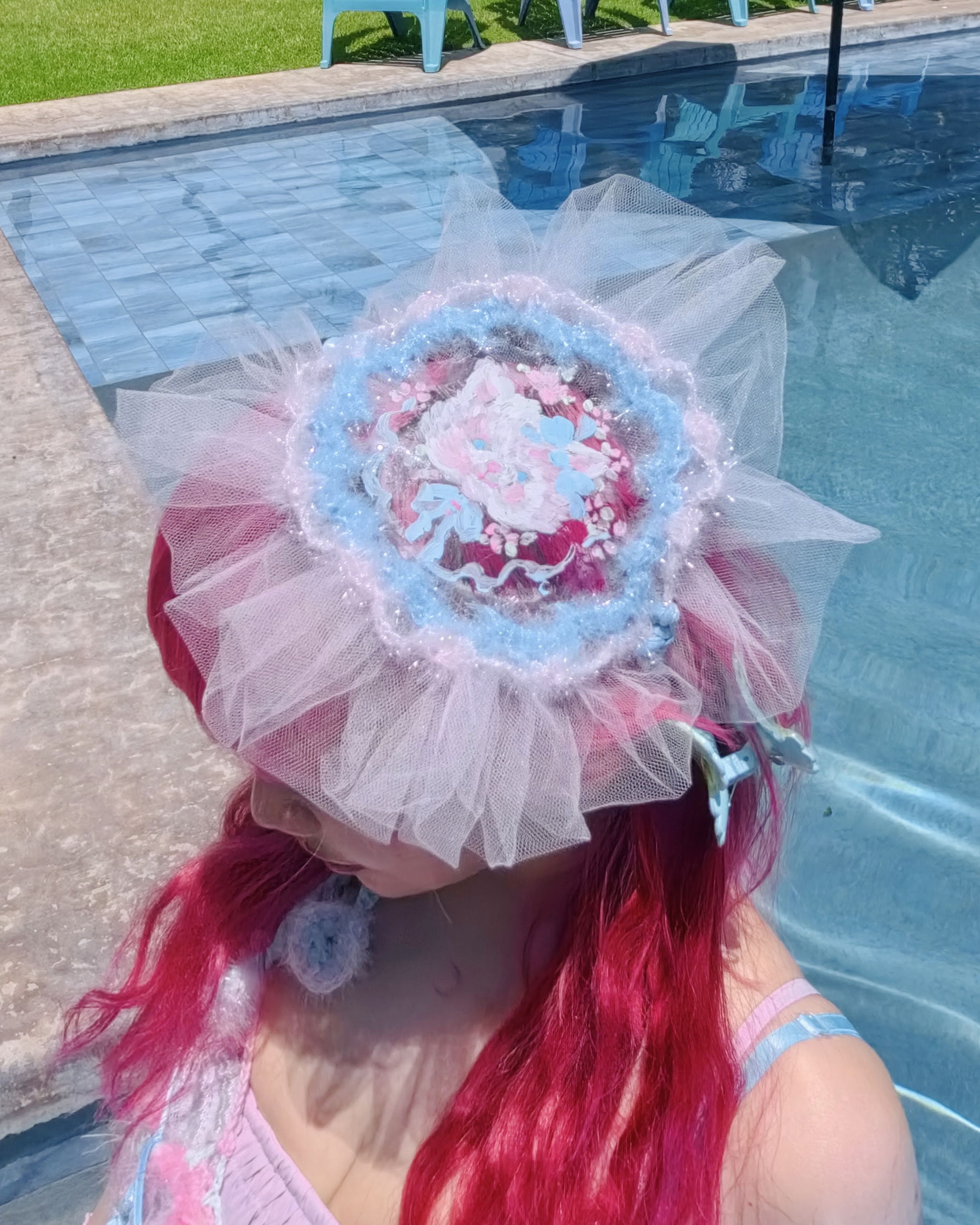 ETSUNA'S HANDMADE Summer Knit HANDPAINT Kitten Mini Beret Hair Accessories (ONLY 1) ENS001