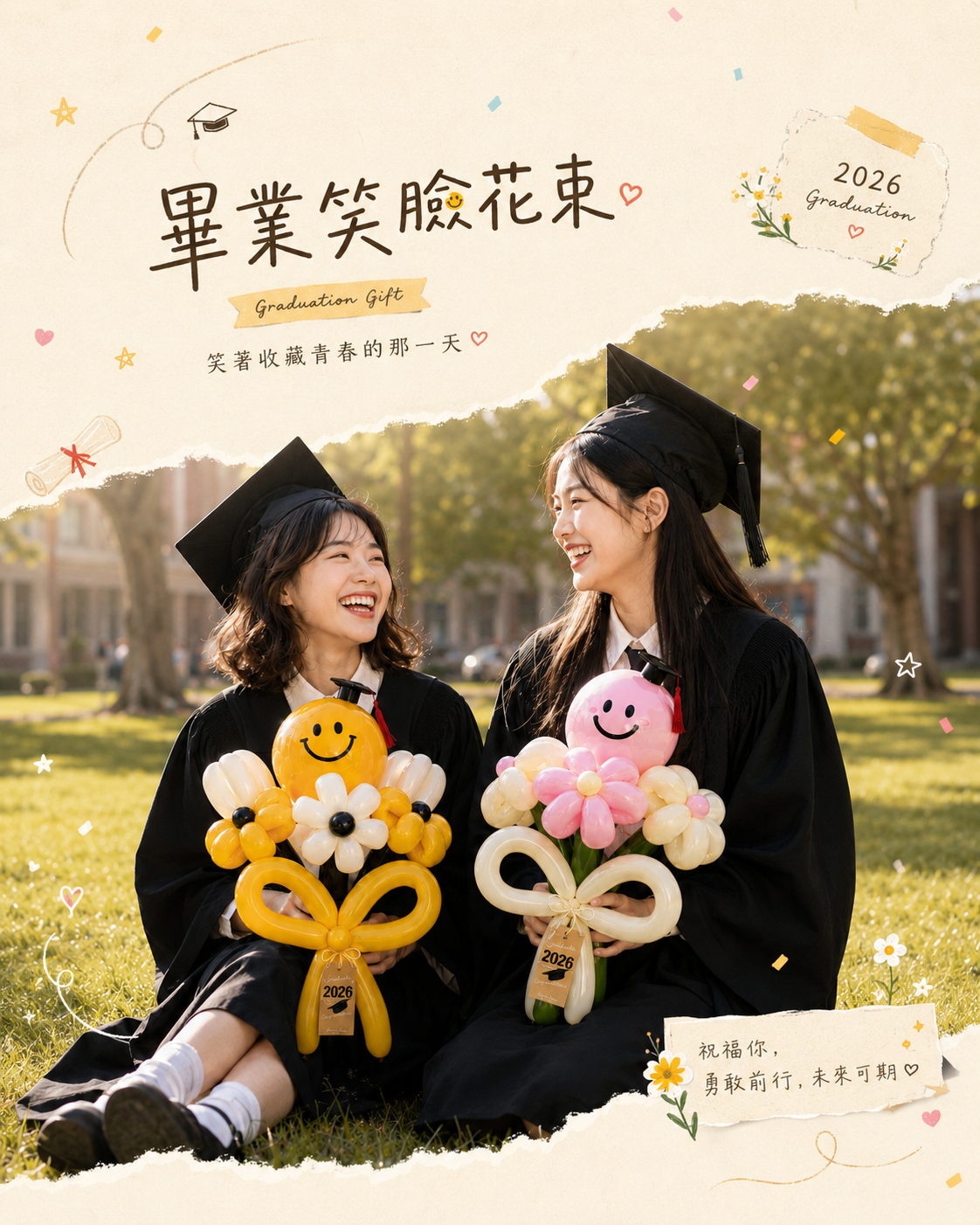 畢業笑臉花束