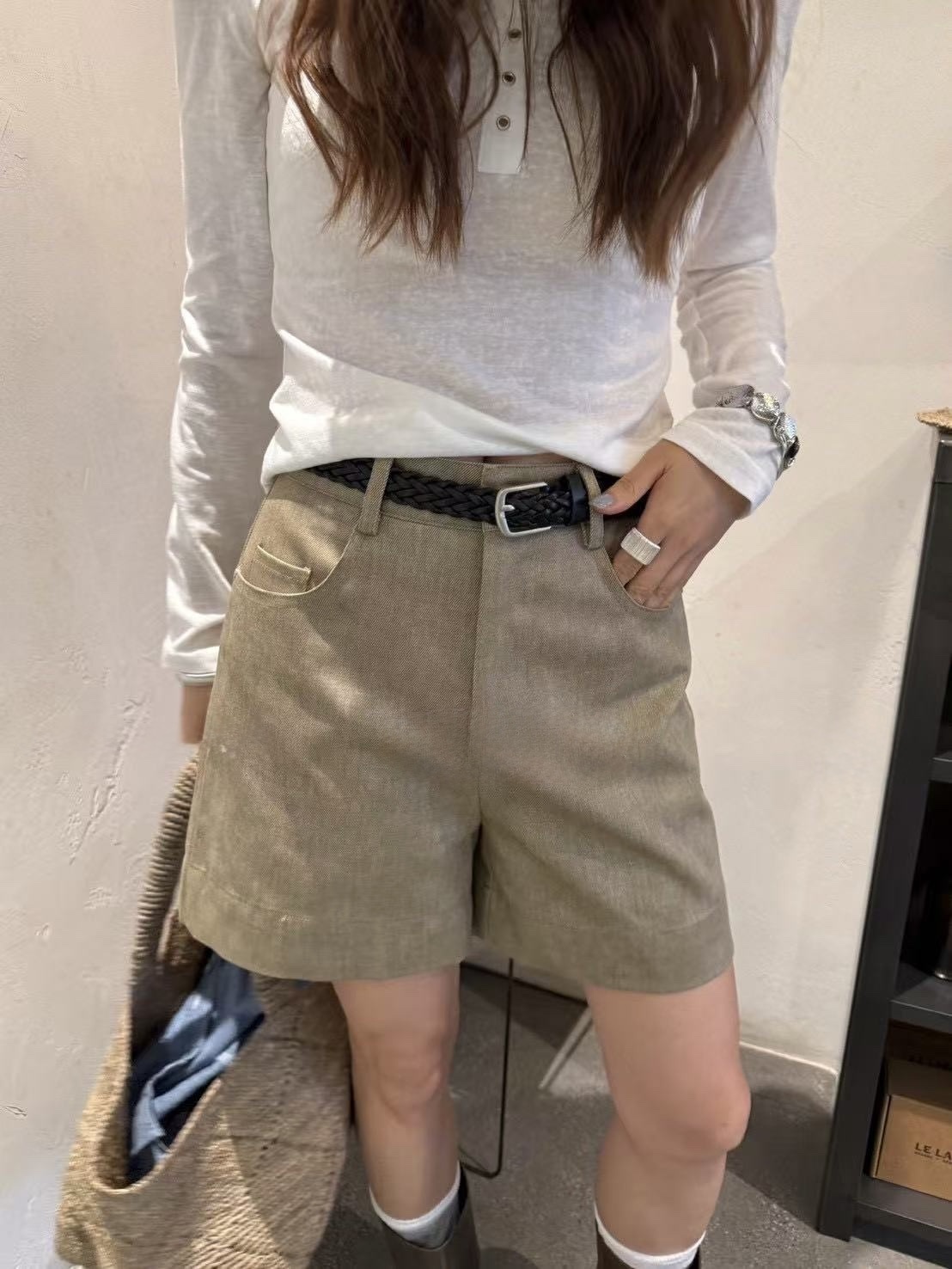 311 極簡老錢風短褲