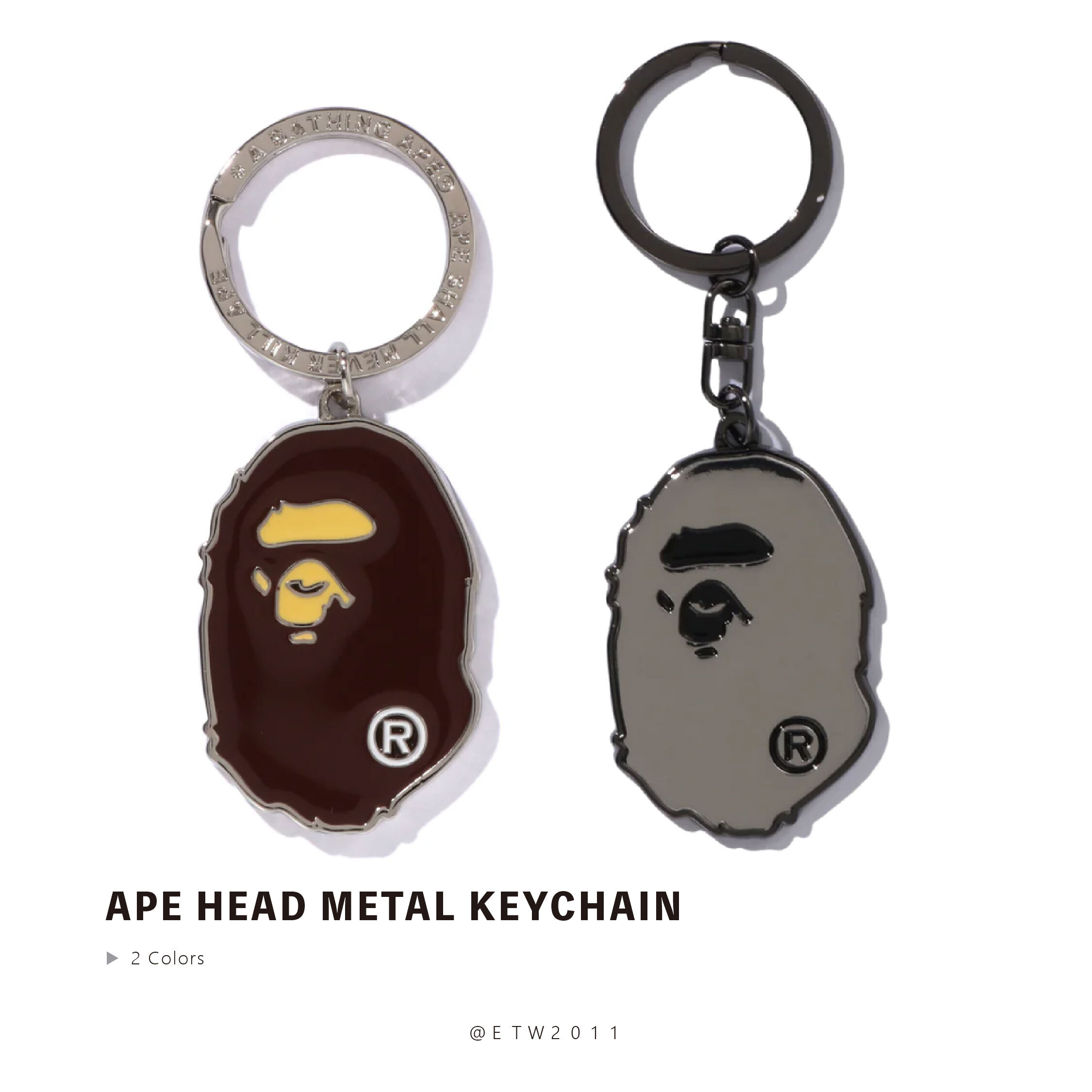 ☆ETW☆【EASY TO WEAR】BAPE APE HEAD METAL KEYCHAIN 猿人 鑰匙圈 吊飾 金屬