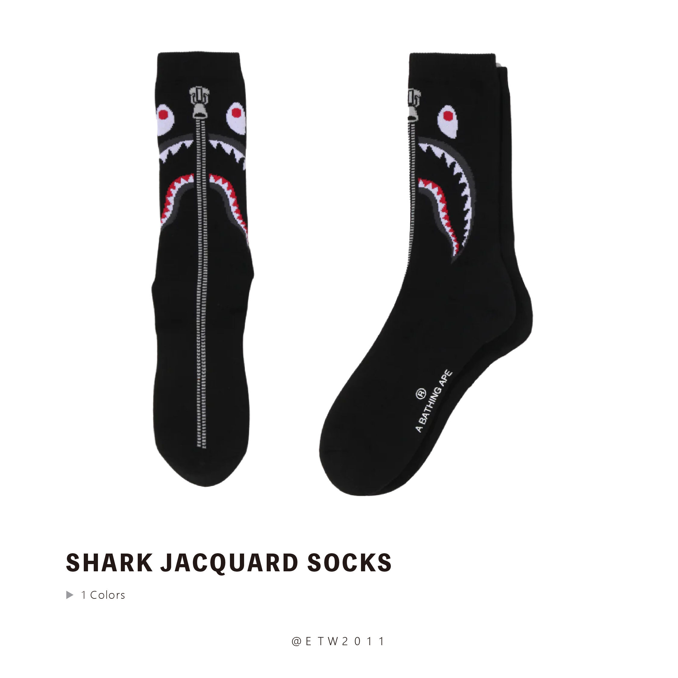 ☆ETW☆【EASY TO WEAR】BAPE SHARK JACQUARD SOCKS 鯊魚 襪子 長襪