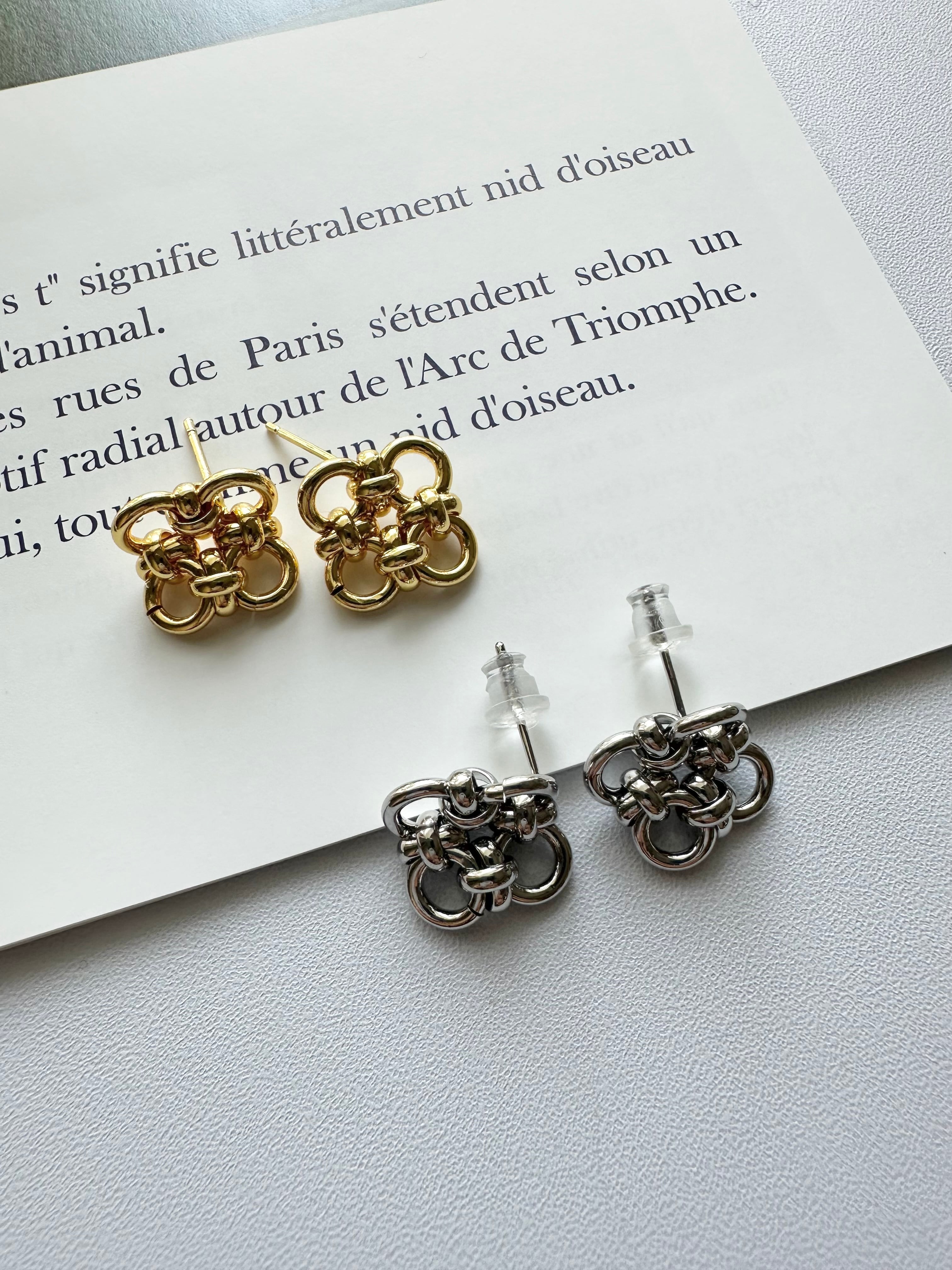 S925 knot clover pierce