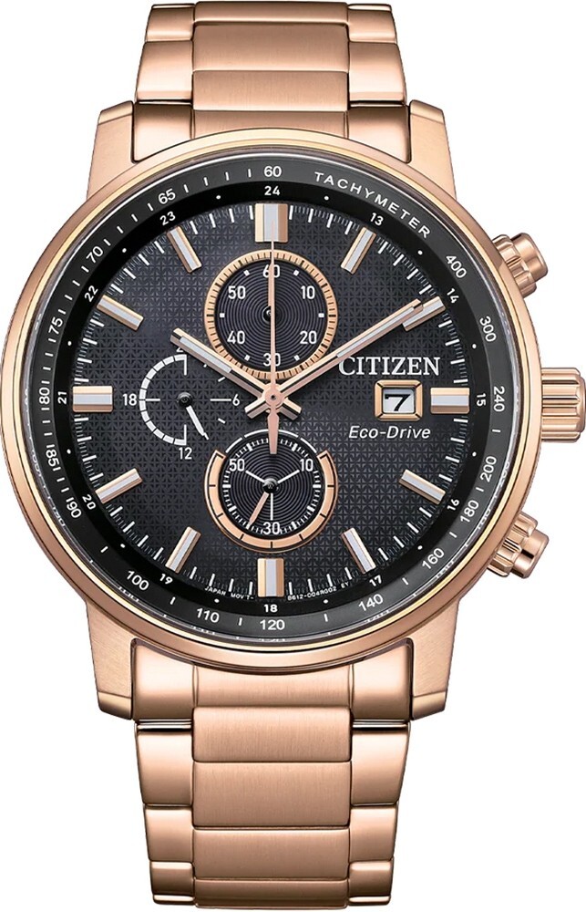 萬年鐘錶 - Citizen 星辰錶 玫瑰金光動能三眼計時男錶 CA0848-85E  錶徑43MM
