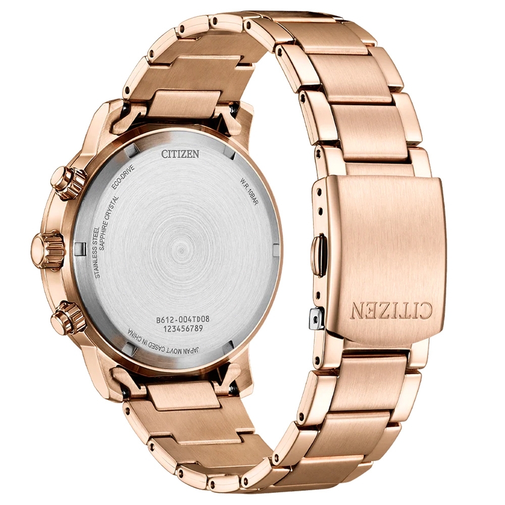 萬年鐘錶 - Citizen 星辰錶 玫瑰金光動能三眼計時男錶 CA0848-85E  錶徑43MM