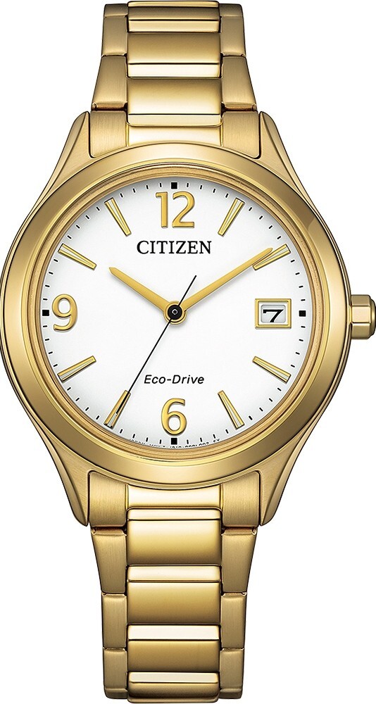 萬年鐘錶 - Citizen 星辰錶 金色簡約大三針光動能女錶 FE6122-64A 錶徑33.5MM