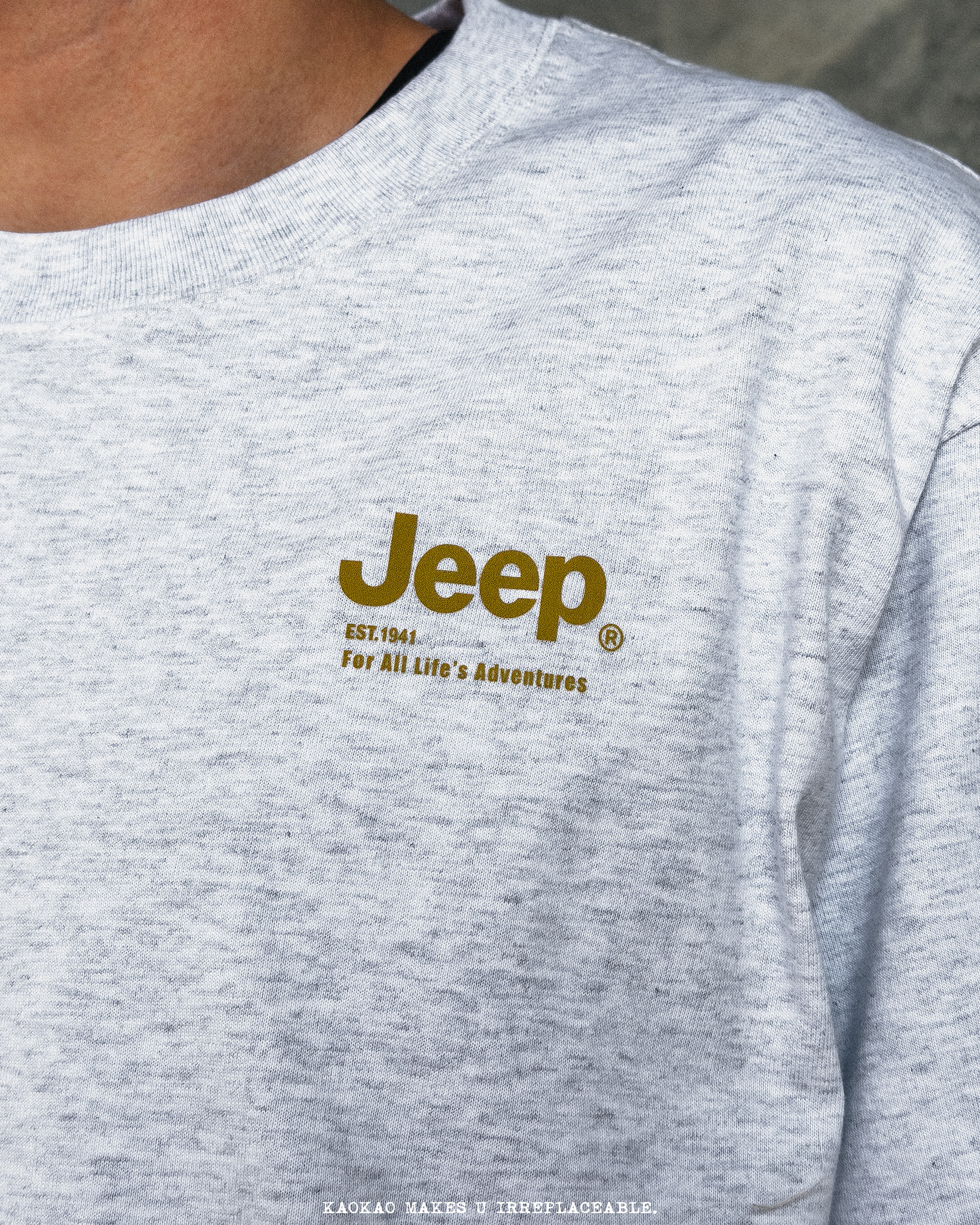 現貨Jeep 「吸濕排汗左胸小標」落肩 短T