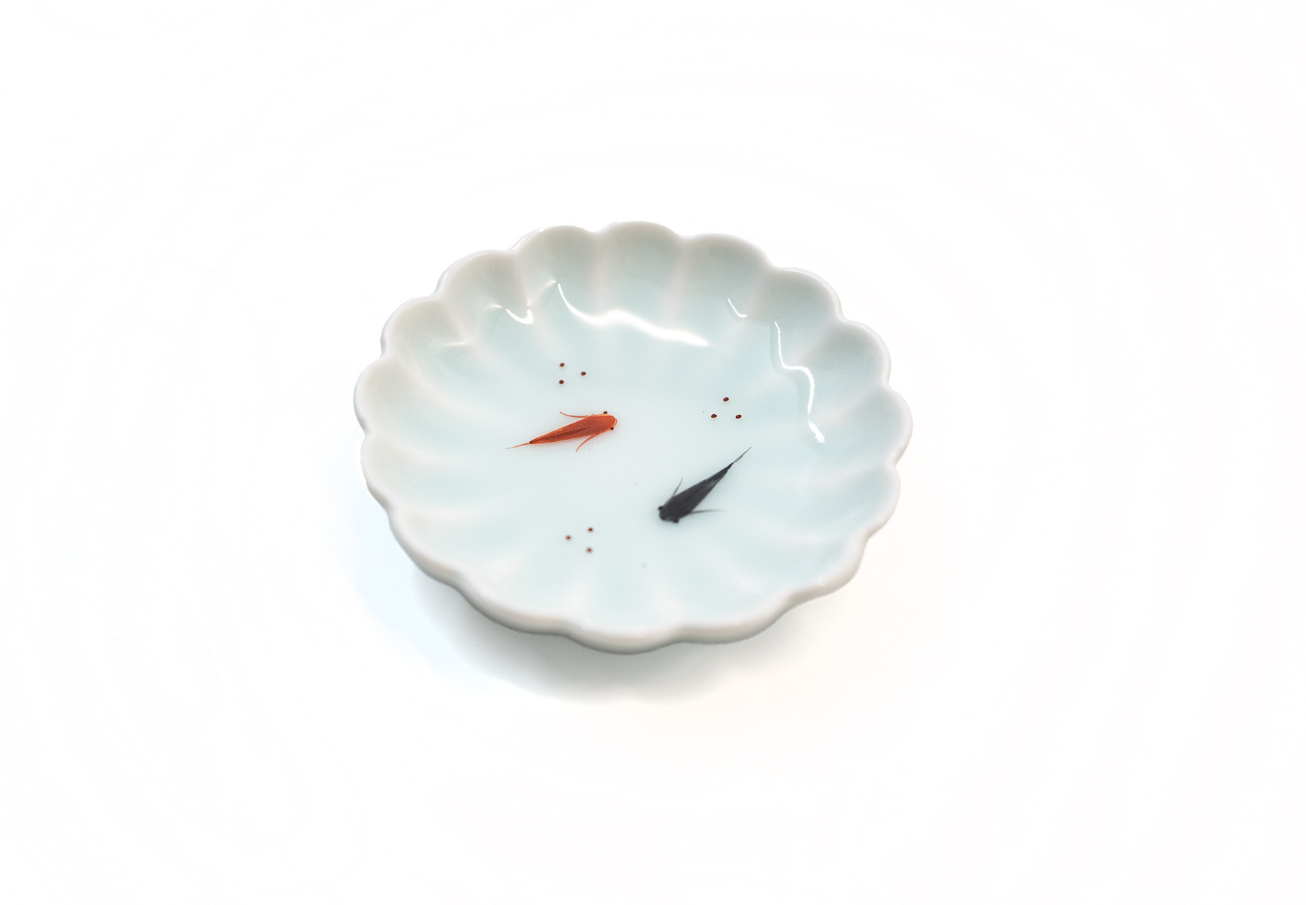 虎仙窯｜青花磁鱂魚菊花小碟 13 cm