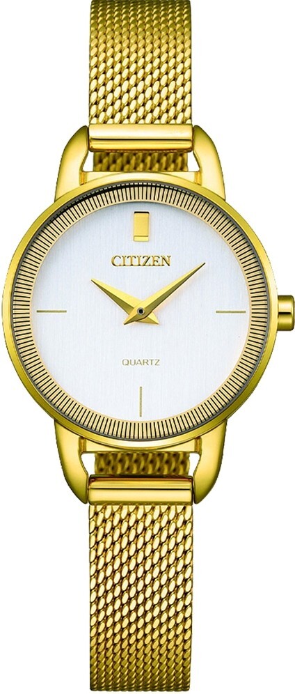 萬年鐘錶 - Citizen 星辰錶 金色簡約大三針米蘭錶帶女錶 EZ7008-58A 錶徑26MM