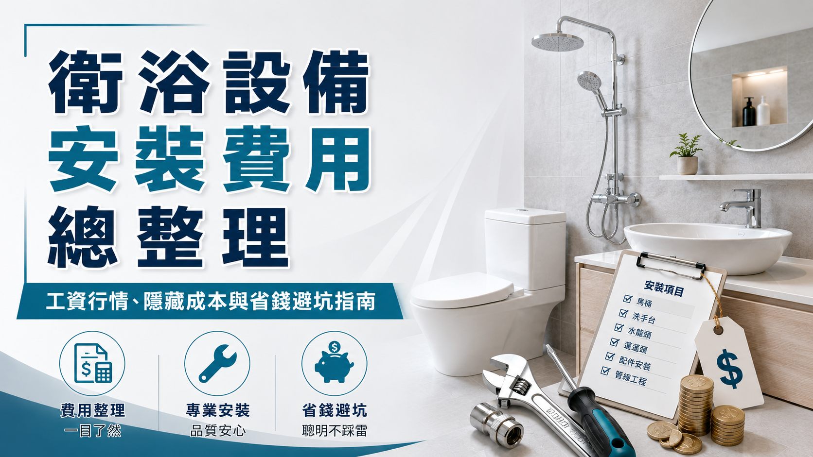 衛浴設備安裝費用整理。