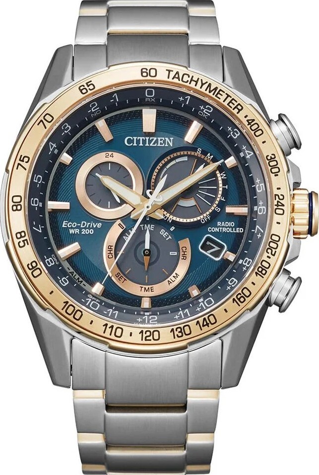 萬年鐘錶 - Citizen 星辰錶  萬年曆光動能電波對時男錶  CB5916-59L  錶徑43MM