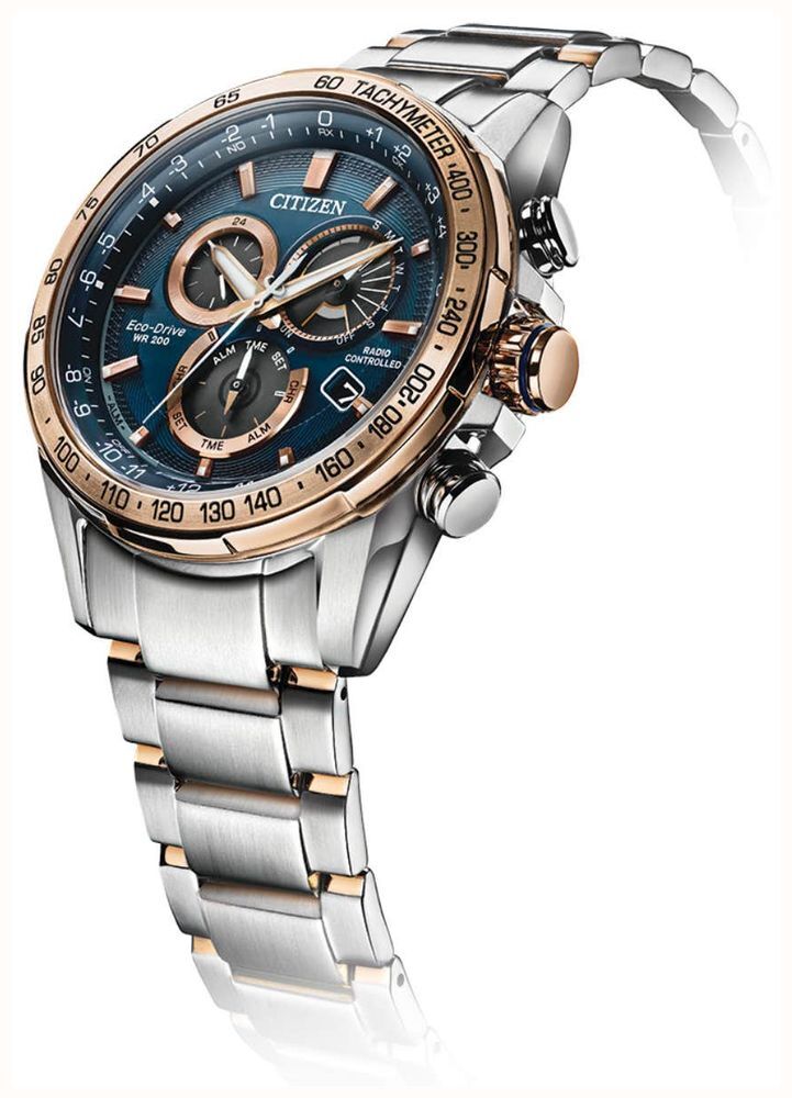 萬年鐘錶 - Citizen 星辰錶  萬年曆光動能電波對時男錶  CB5916-59L  錶徑43MM