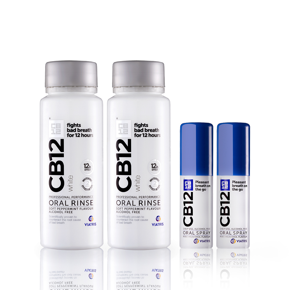 【超值2+2】CB12 淨味美白漱口水250ml*2+淨味噴霧15ml *2