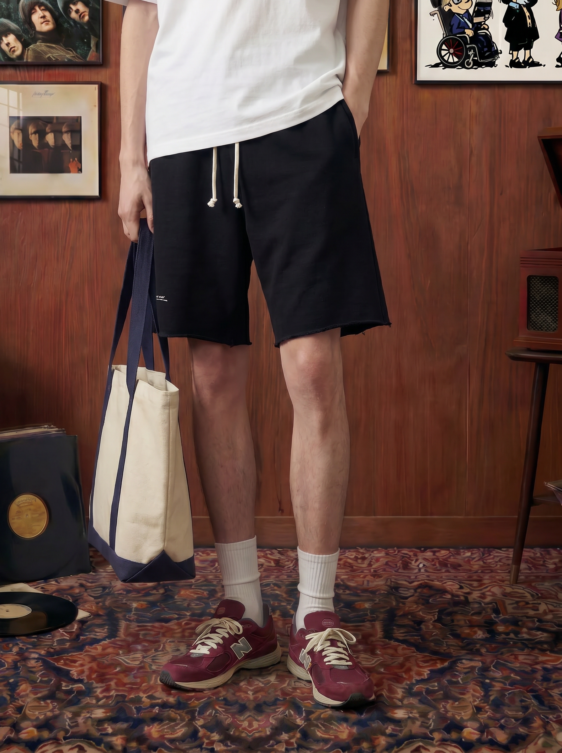 A MINIMAL CLUB BLACK SHORT PANTS AM64SR01BK