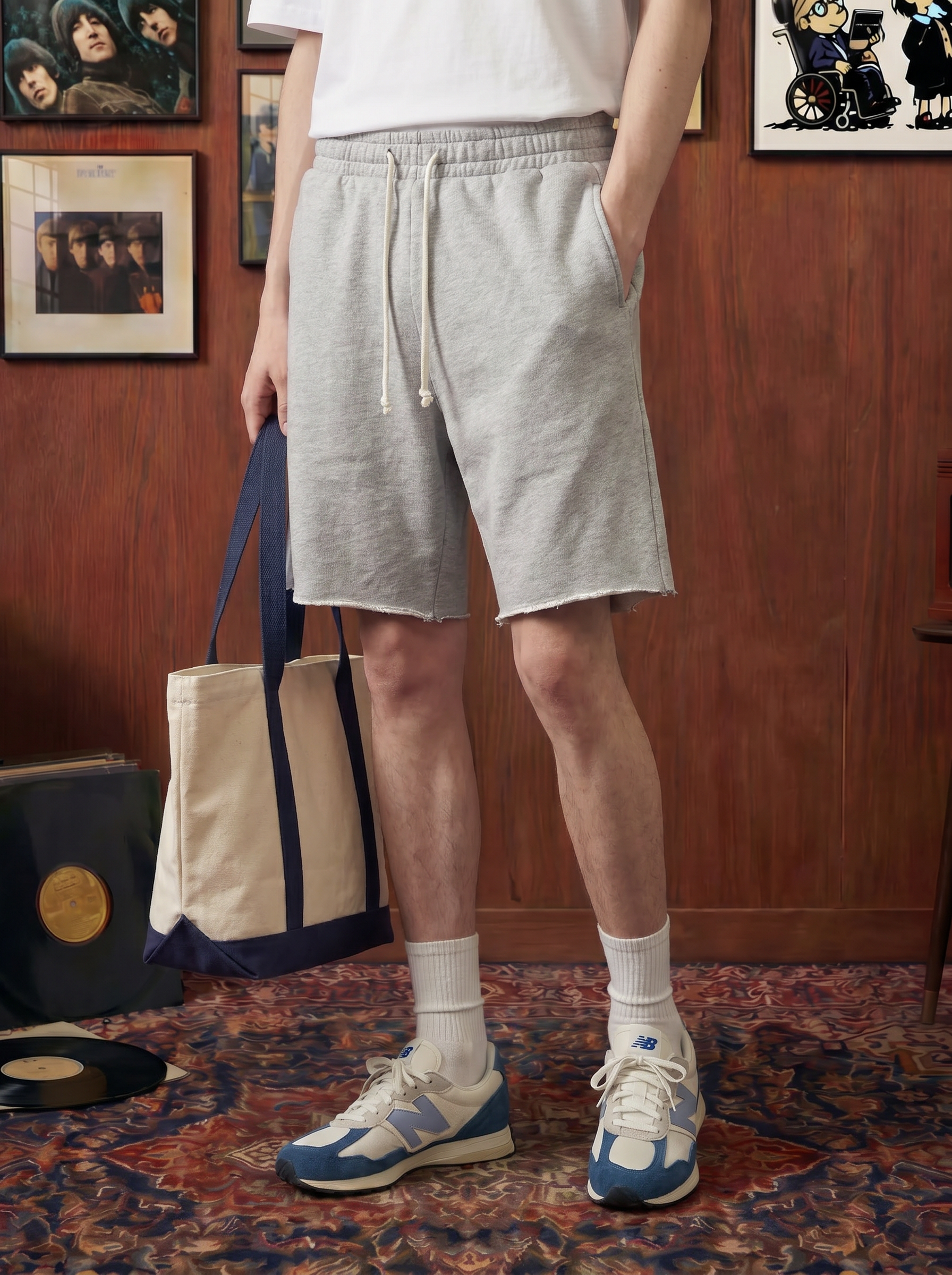 A MINIMAL CLUB LIGHT GREY SHORT PANTS AM64SR01GY