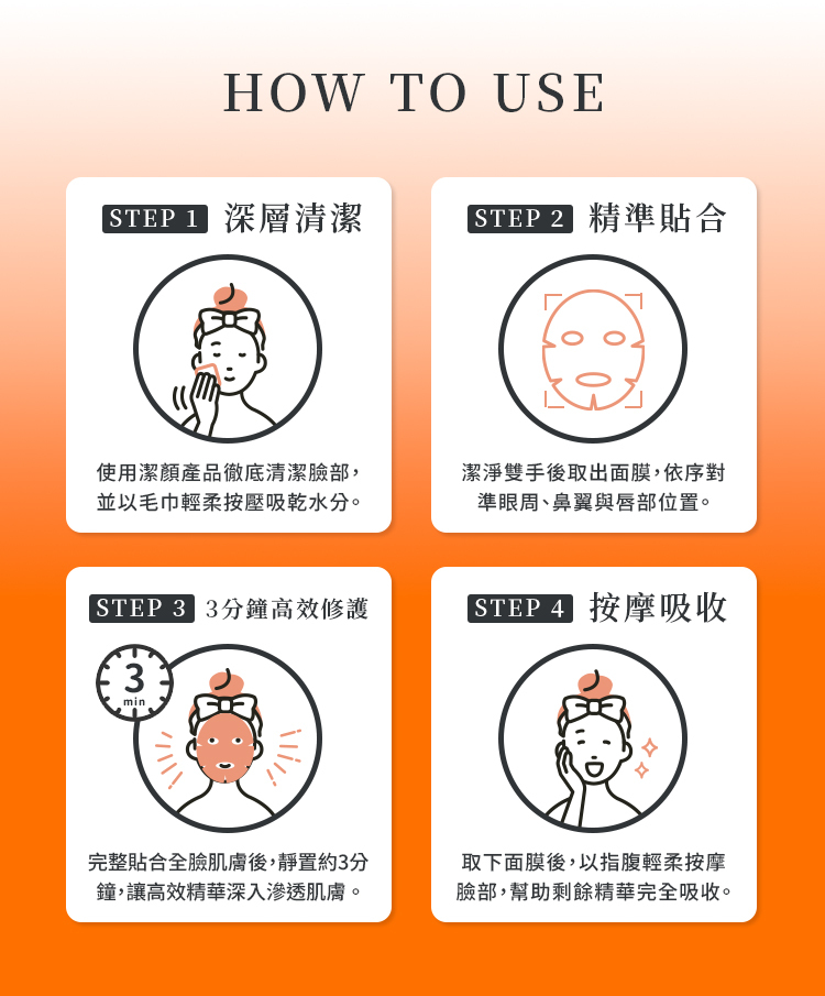 珂蓓思逆轉時光緊緻抗老面膜使用步驟教學圖