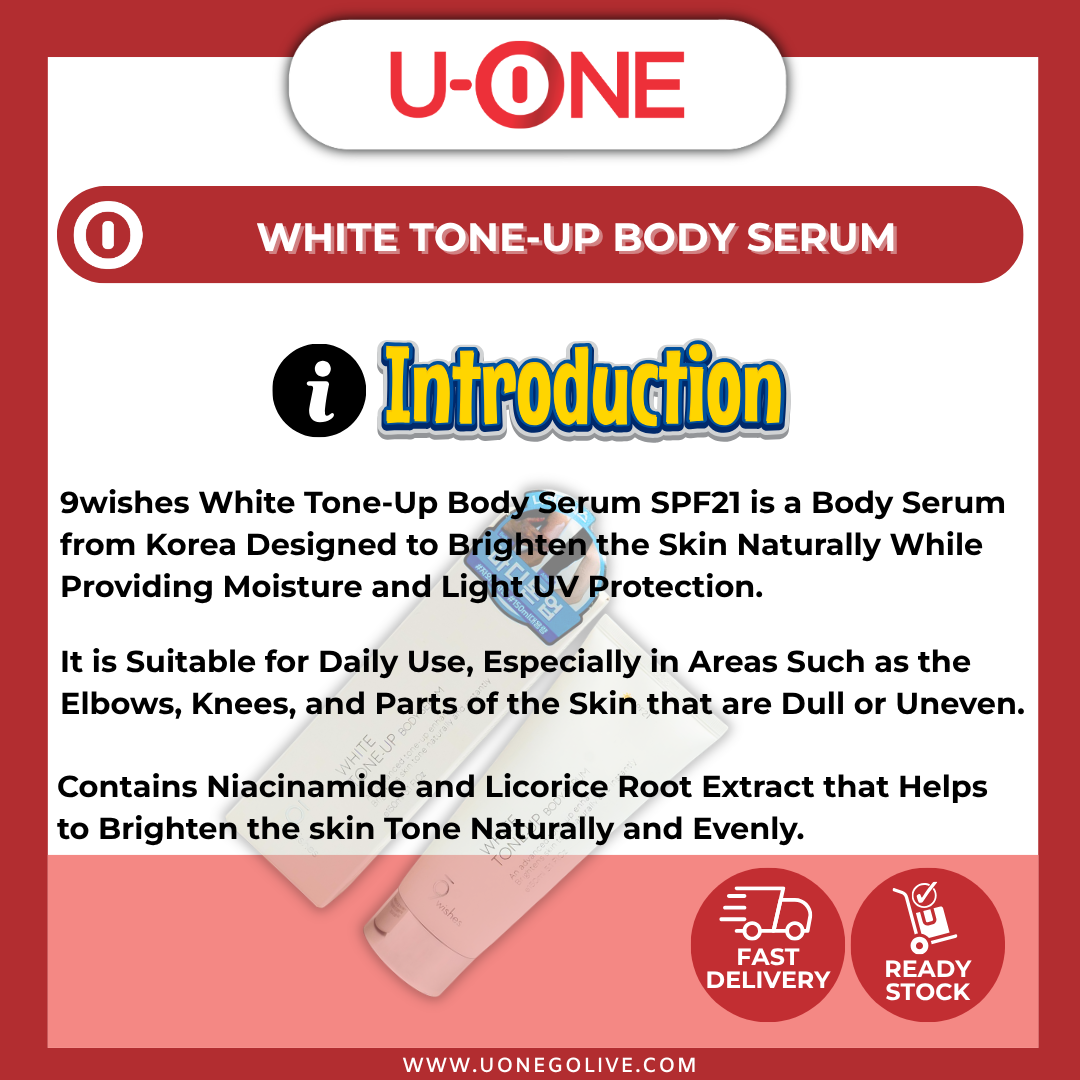 U-ONE | Korea | 9 wishes | White Tone-Up Body Serum | 150ml