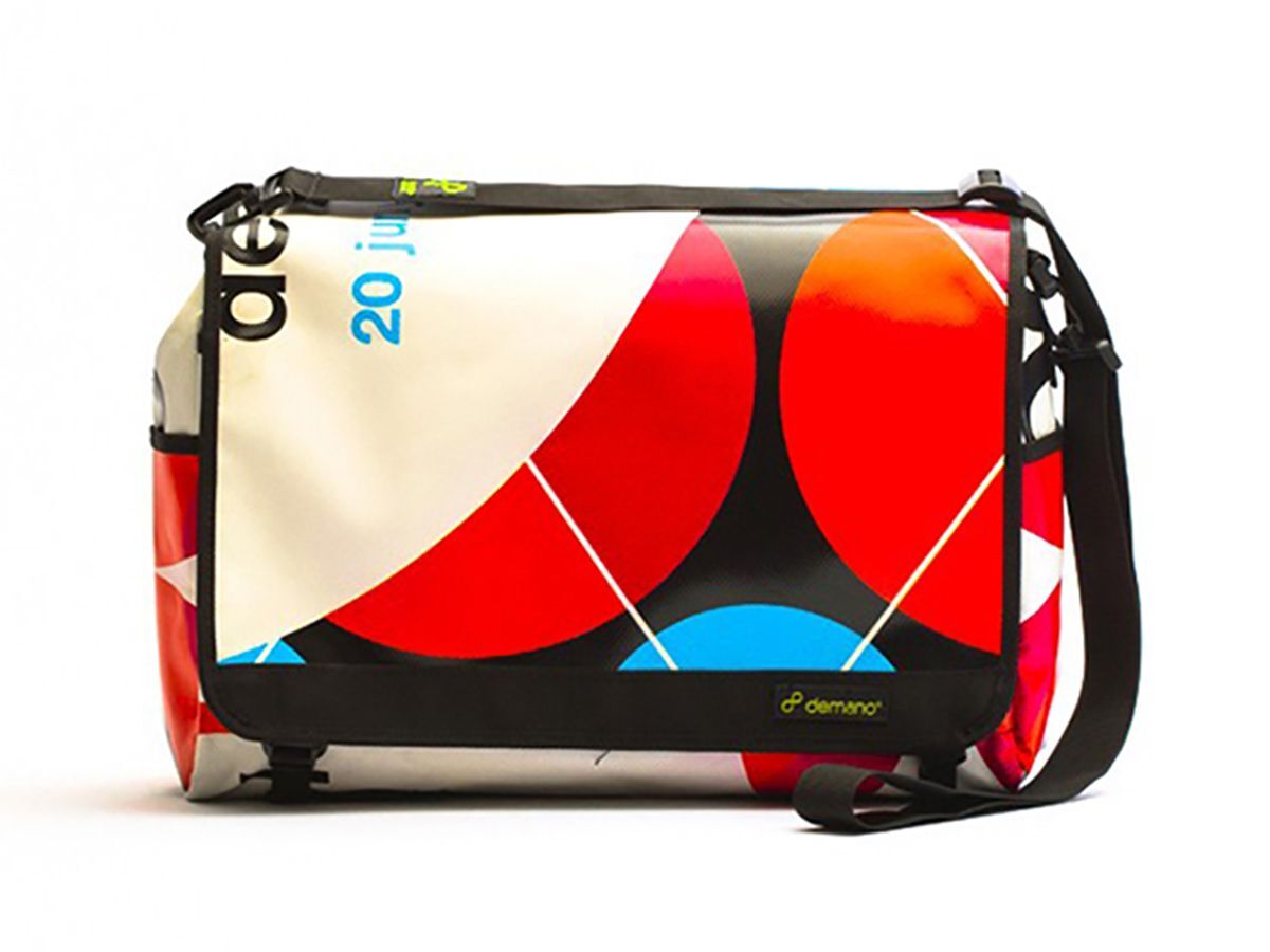Demano Diagonal Mar Brompton 兩用大型郵差包-藝術(紅白)