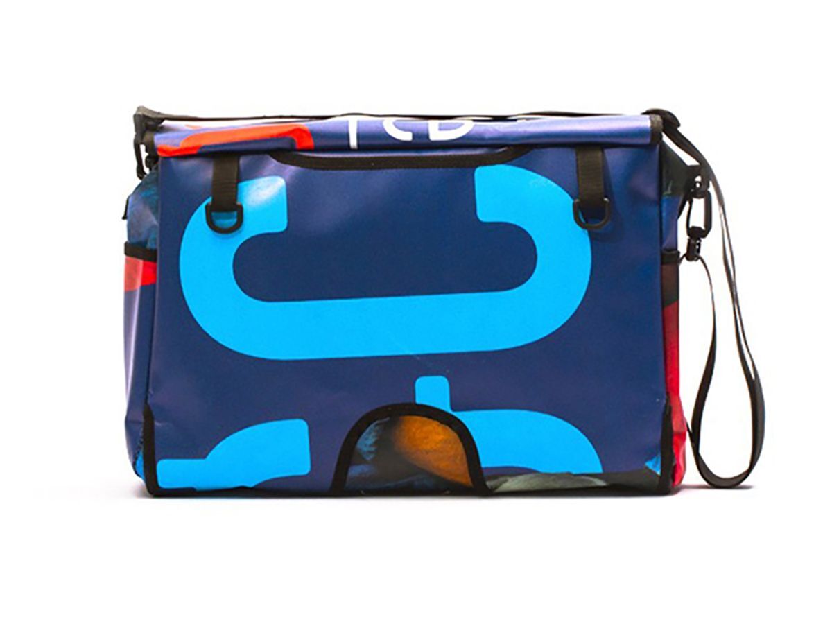 Demano Diagonal Mar Brompton 兩用大型郵差包-文字(藍)
