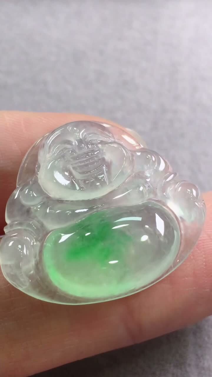 翡翠飄綠佛公,天然翡翠A玉, 緬甸玉, Jade, Jadeite
