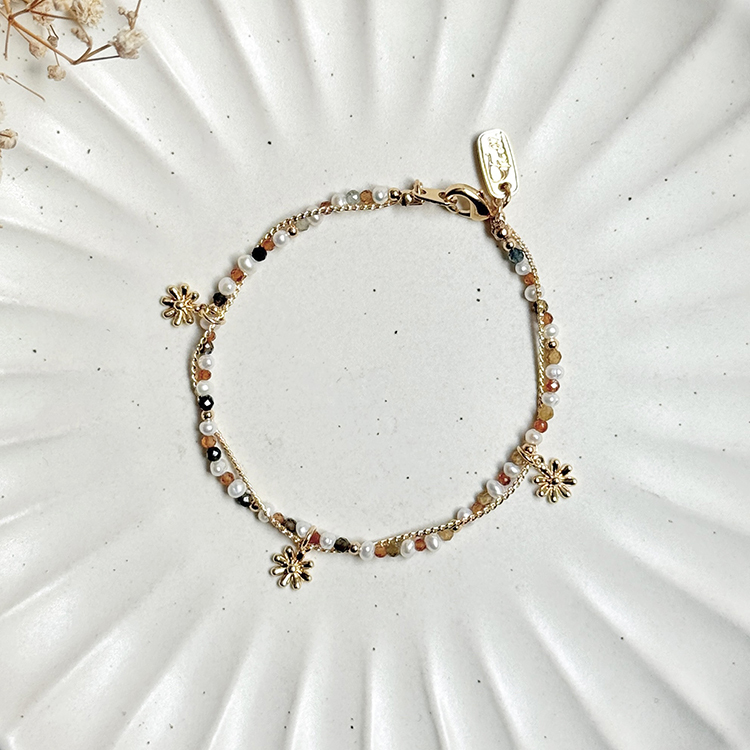 B03 / 生日花 • 捌月玖 • 澤菊 – 碧璽橙石榴 – 手鍊