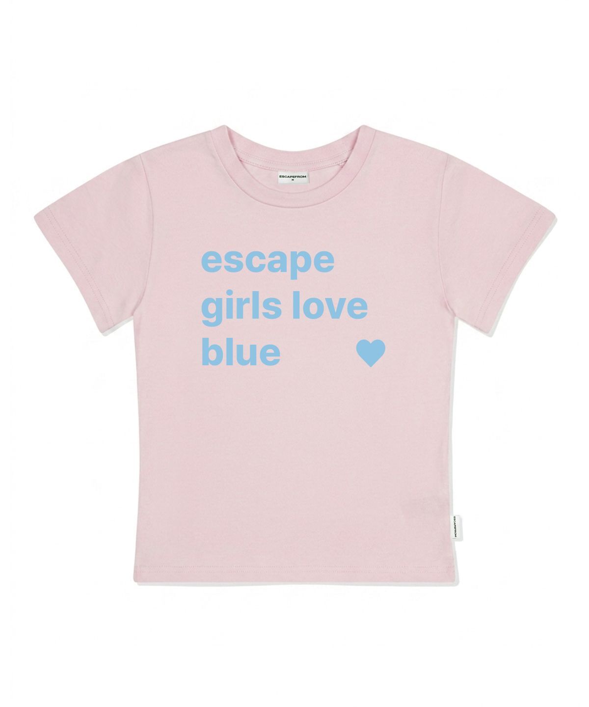 ESCAPEFROM Escape Girl Love Blue 印花修身短袖T恤 粉色 E261STS