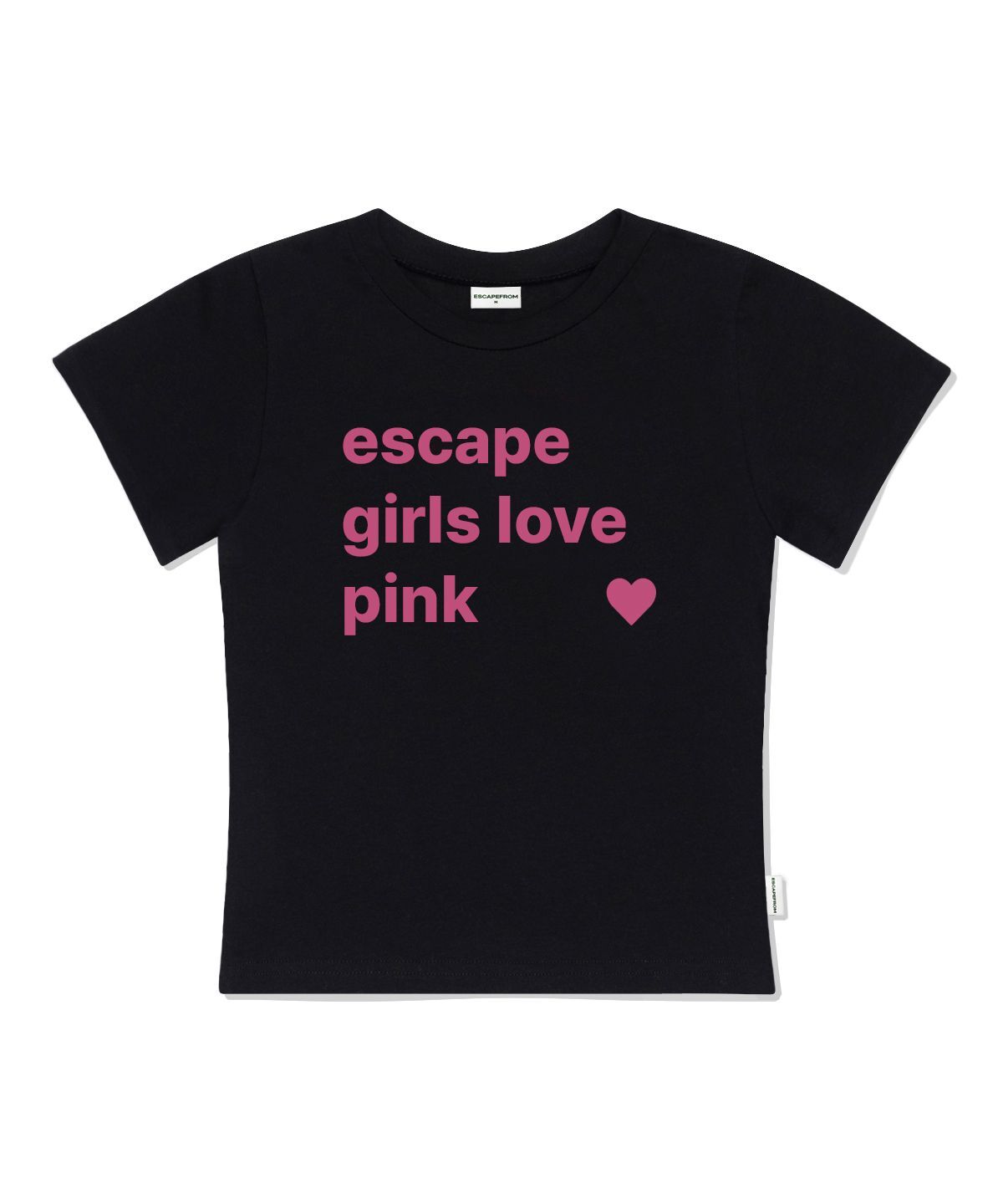 ESCAPEFROM Escape Girl Love Pink 印花修身短袖T恤 黑色 E261STS