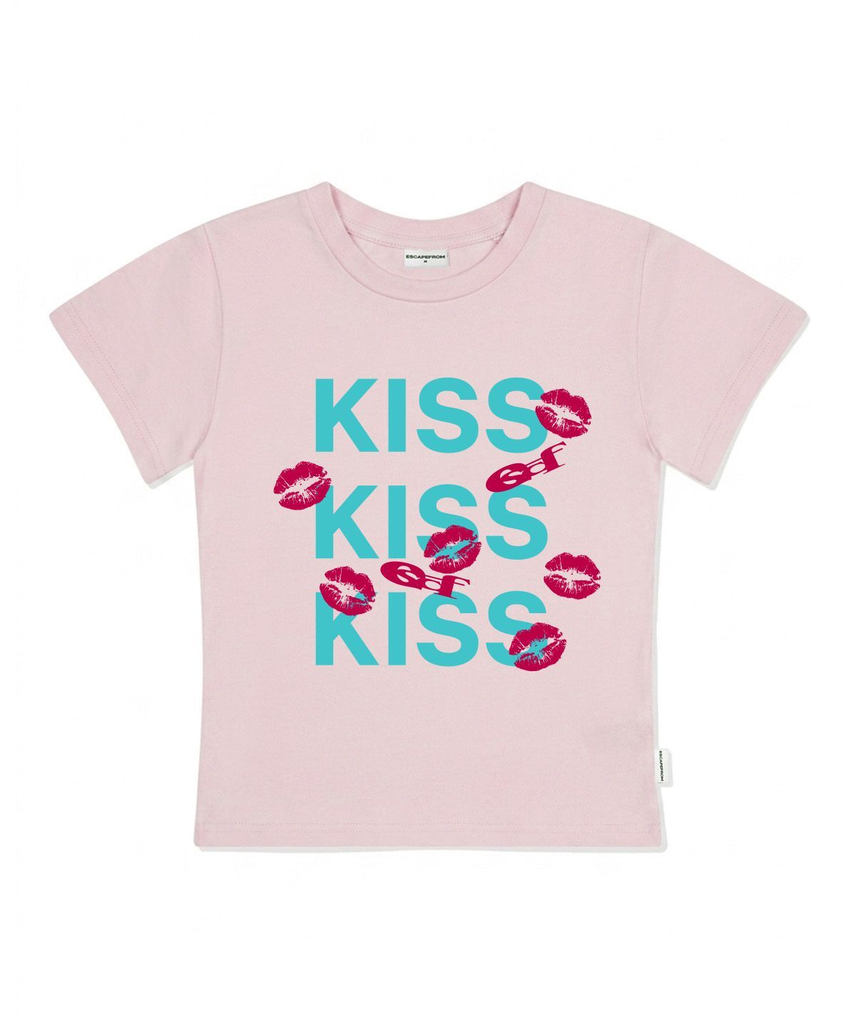 ESCAPEFROM KISS KISS KISS 印花修身短袖T恤 粉紅 E261STS